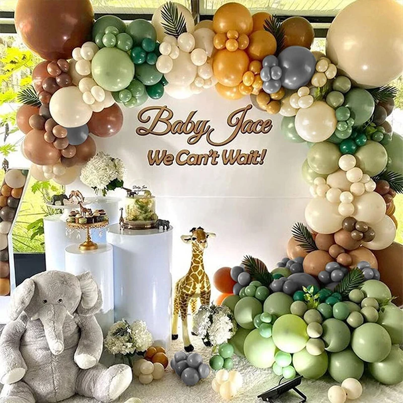 

Jungle Safari Theme Olive Green Balloon Garland Arch Kit for Wedding Kids Birthday Party Supplies Baby Shower Graduate Decor
