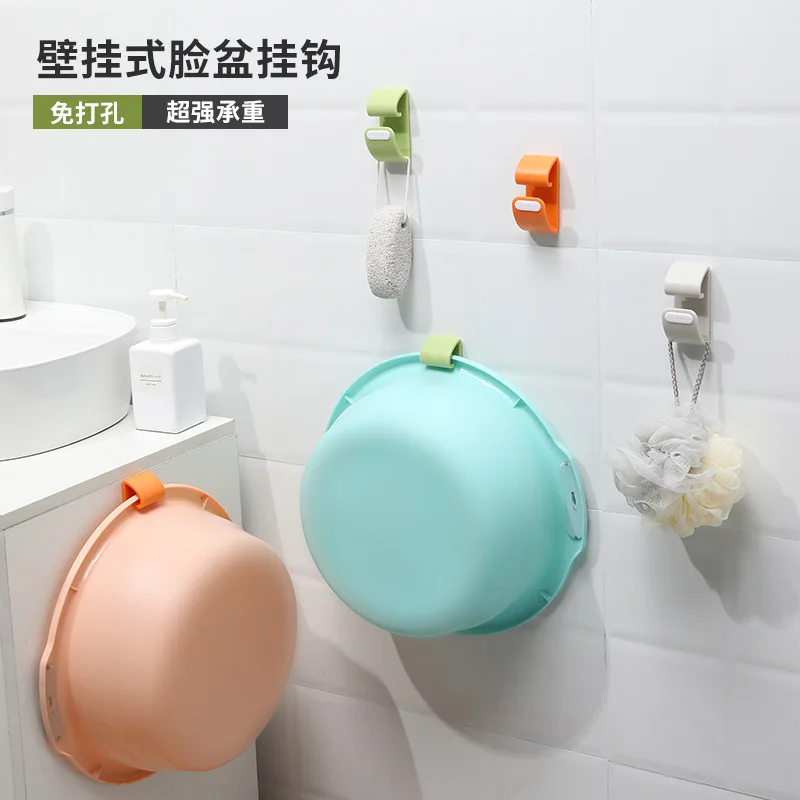 

10 PCs Household Bathroom Punch-Free Washbasin Hook Kitchen Plastic No Trace Stickers Sticky Hook Bathroom Hanging Bathtub Stand