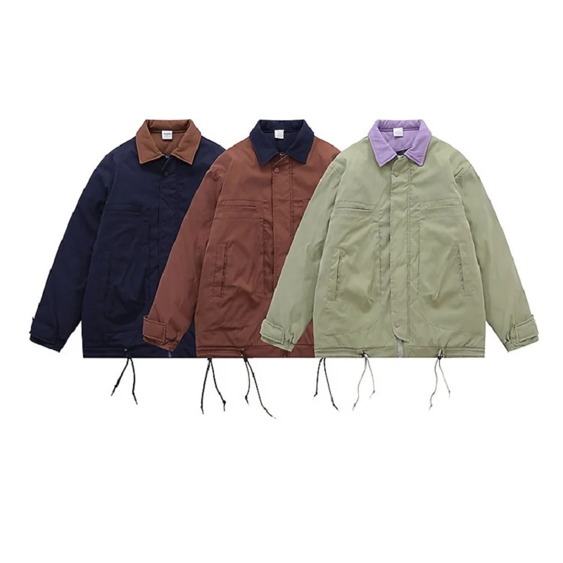 Rainbowtouches Unisex Winter Parkas Warm Thick Windproof Cotton Bomber Cargo Jackets Coat Men Women Solid Color Outwear Parkas