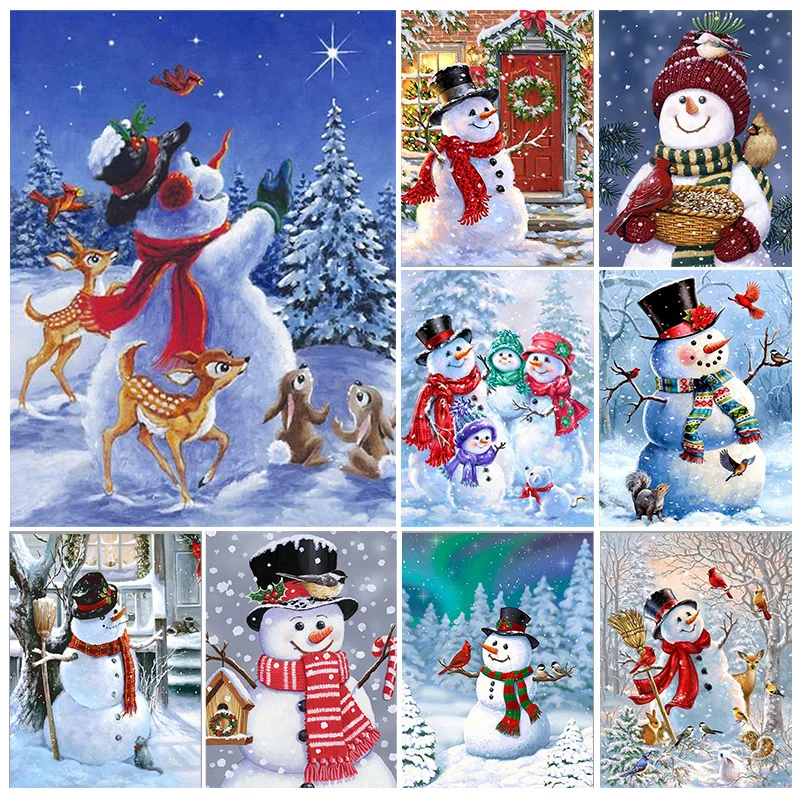 

Winter Snowman Diamond Cross Embroidery 5D DIY Diamond Cartoon Crafts Christmas Decoration Children's Exquisite Gifts