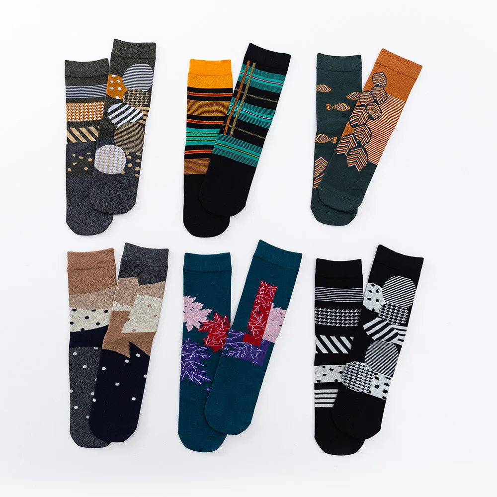 3Pairs Vintage Striped AB Socks Japanese Harajuku High Quality Cotton Women Sock Fashion Casual Sports Cycling Mid Tube Men Sock