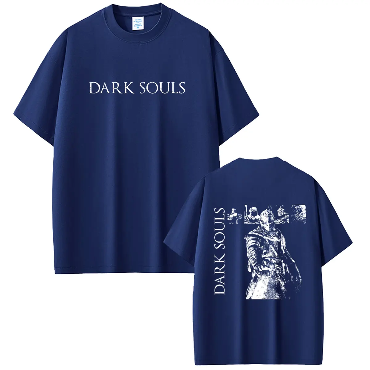 Фото Футболка Game Dark Souls Oscar of Astora, унисекс, повседневная, из мягкого хлопка, топы для мужчин и женщин, в стиле 90-х, готический рок, оверсайз, уличная одежда №4