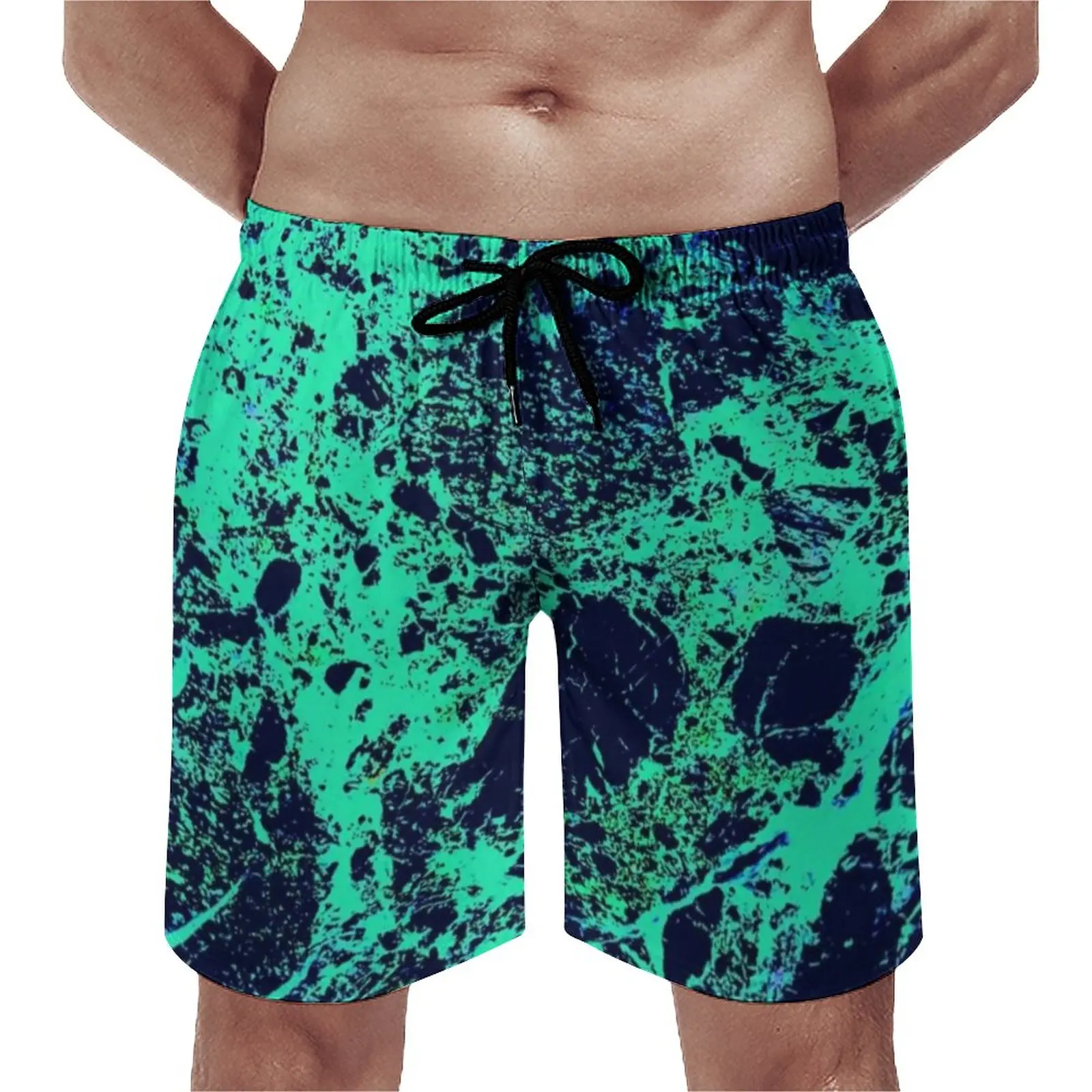

Summer Board Shorts Blue Green Marble Surfing Abstract Graffiti Custom Board Short Pants Hawaii Comfortable Swimming Trunks