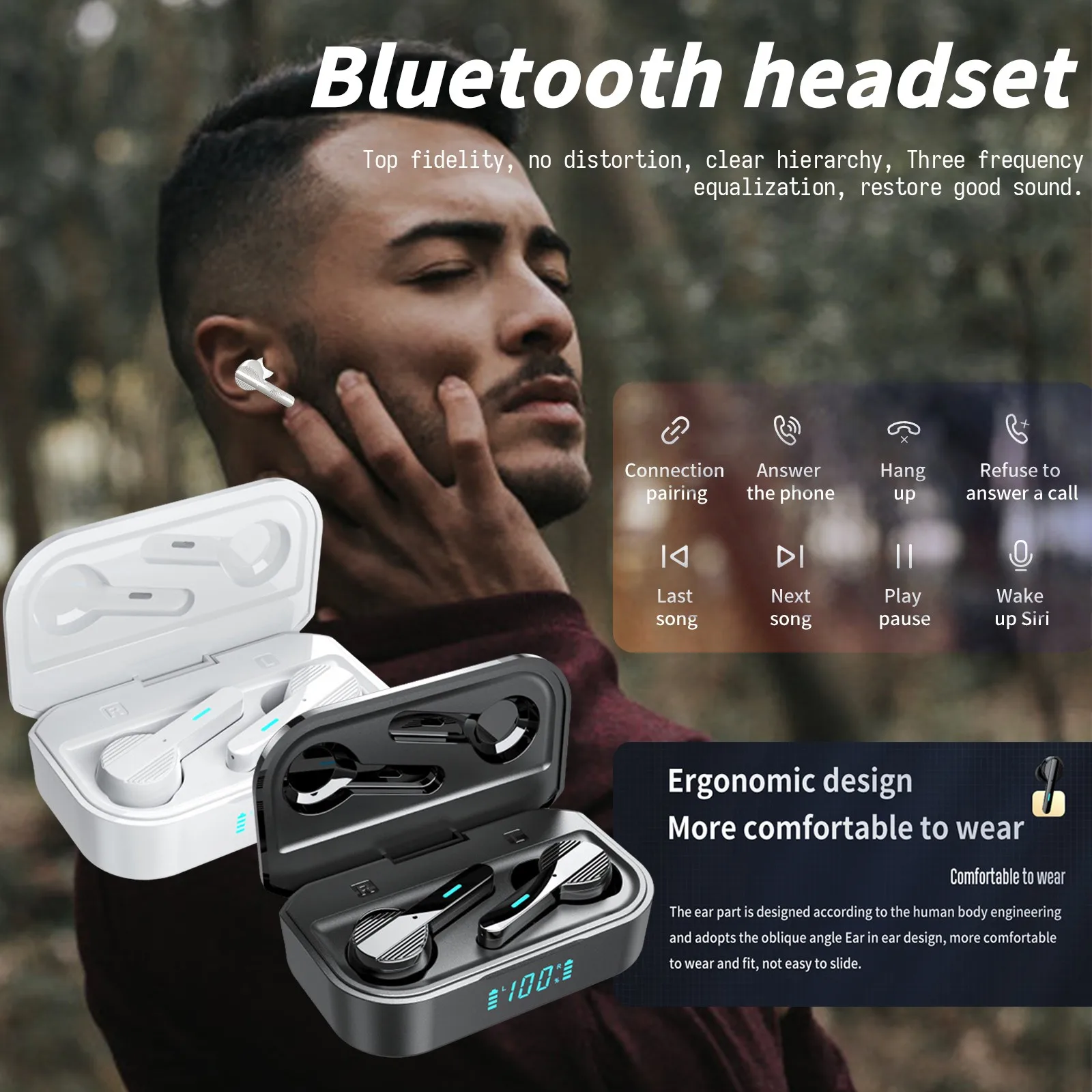 

Wireless Bluetooth Headset Gaming Bluetooth Headset 5.0 In-ear Earphone Audio Sound Positioning Pubg Wireless Headset#G
