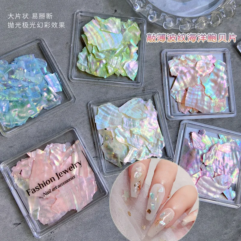 

2022 new manicure irregular phantom shell pieces ins ultra-thin large can be broken natural abalone pieces nail decoration charm