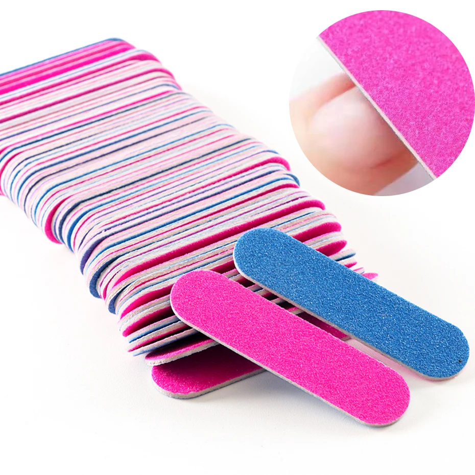 

50/100pcs Nail File Double Side 180/240 Grit Manicure Mini Buffer Nails Polish Clean Sandpaper DIY Salon Accessories Tools BE858
