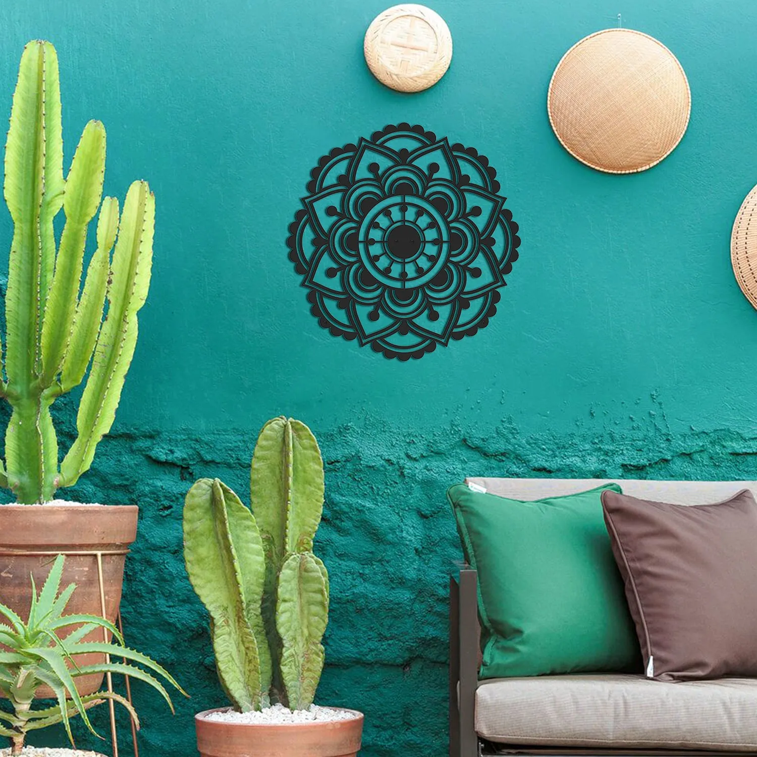 

Artepera Mandala Metal Table-APT421 Decorative Mat Black Appearance Can Be Used for Many Years In India Origin Mystic Symbol