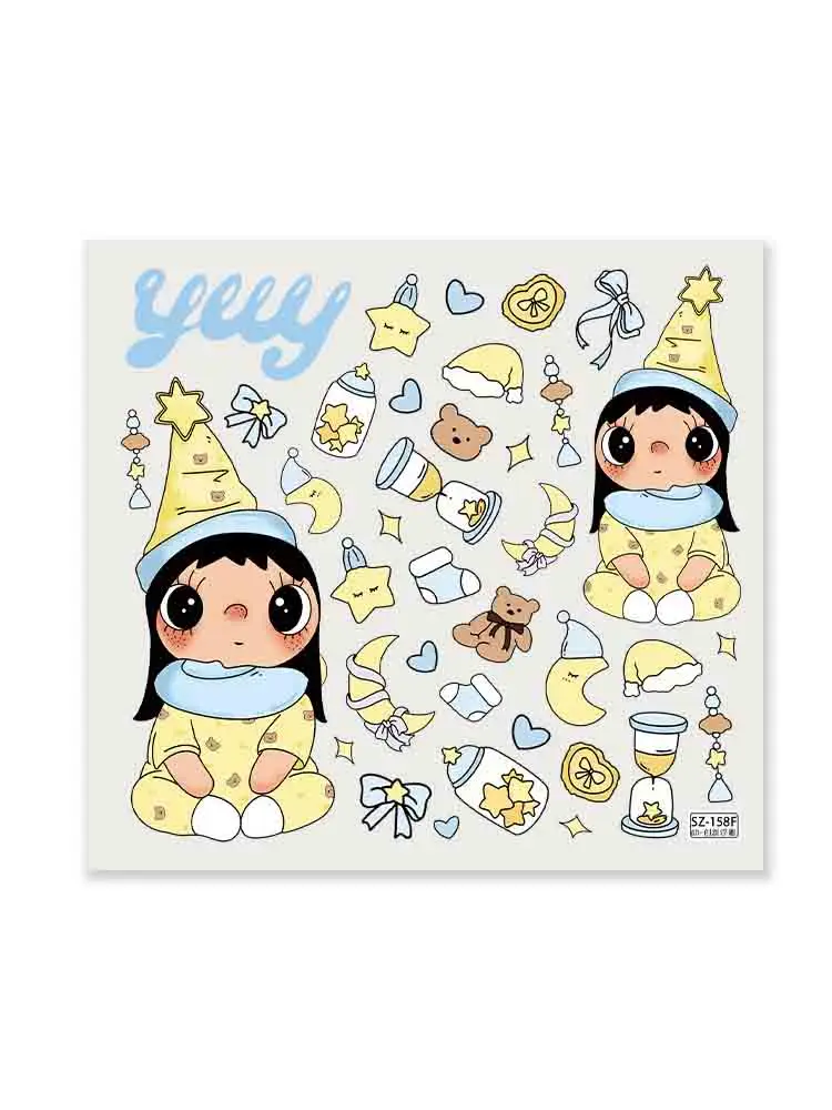 Фото Наклейки Yuyu Flower Season Girl Blue Yuyu Relief Jelly, водонепроницаемые 3D DIY стикеры для рабочего стола, кружек, планшетов, украшения, подарок №5