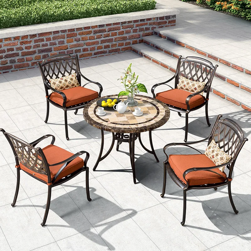 

Garden iron tables and chairs courtyard terrace leisure outdoor tables and chairs marble tables outdoor cast aluminum tables and