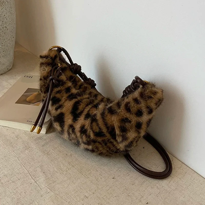 Высококачественные вельветовые женские сумки на плечо с леопардовым принтом и