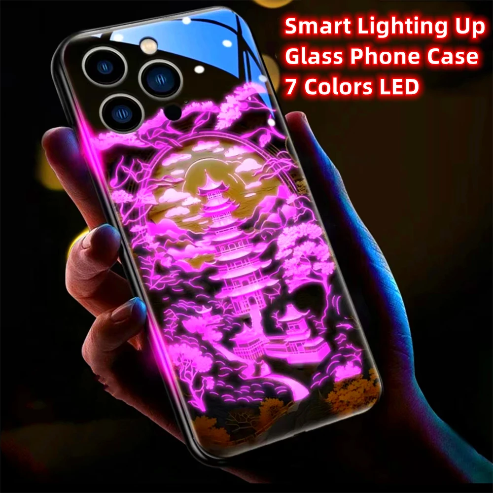Фото Элегантный чехол для телефона с золотой башней и LED-подсветкой, с функцией вспышки при звонке и блестками, для iPhone Air 17 16 15 14 13 12 11 Pro Max Plus №3