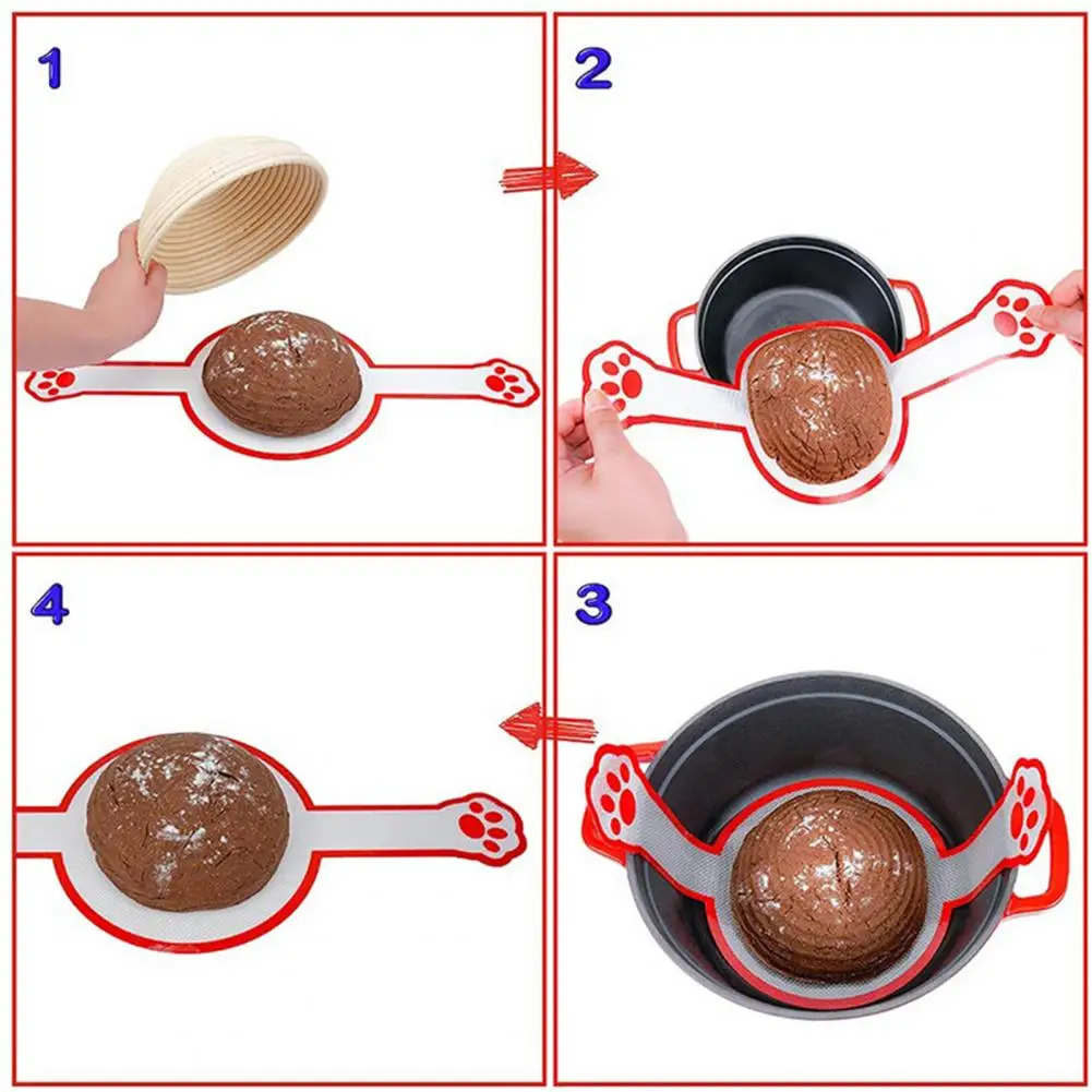 

Food Grade Durable Silicone Bread Pastry Baking Pad Easy to Clean Dough Bread Baking Mat Red Paw Pattern Kitchen Supplies