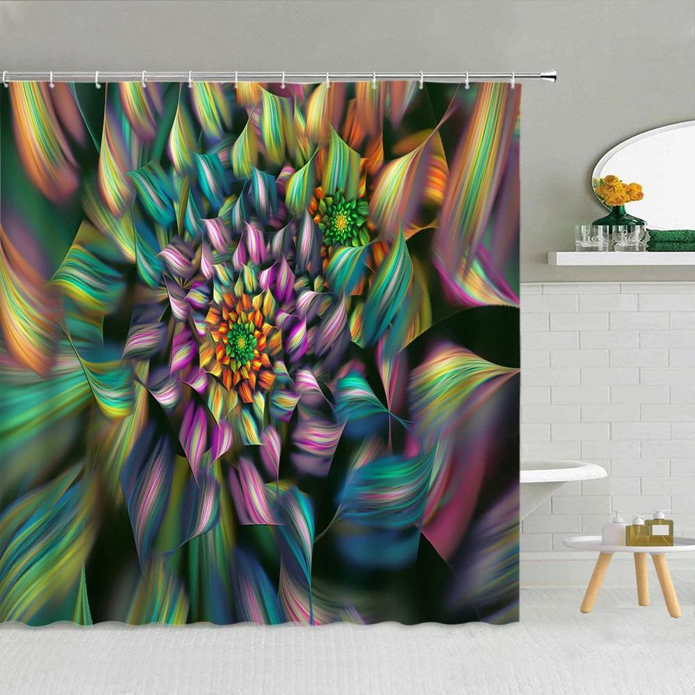 

Rose Romantic Floral Art Fabric Bathroom Curtains Set Bathroom Set with Shower Curtain and Rugs