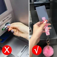 credit card grabber acrylic debit card puller chain with plush ball card grabber plastic clip for long nails pendant w5a7