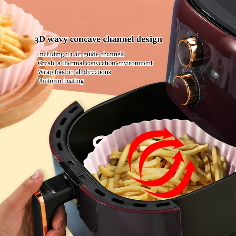 

Silicone Pot for Air fryer Reusable Air Fryer Accessories Baking Basket Pizza Plate Grill Pot Kitchen Cake Cooking Baking Tools