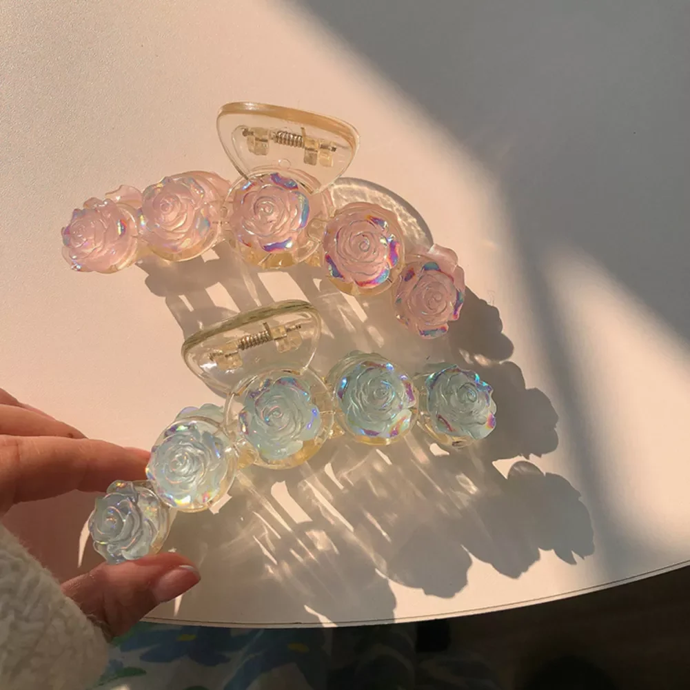 

Корейский прозрачный акриловый Краб для волос в форме сердца, большой цветочный краб, зажим для волос для женщин и девочек, банная заколка, ж...