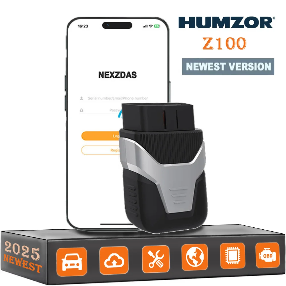 

HUMZOR Z100 Полная система считывателя автомобильных кодов BlueTooth V5.2 OBD2 Диагностический сканер с 9 функциями сброса/двунаправленным