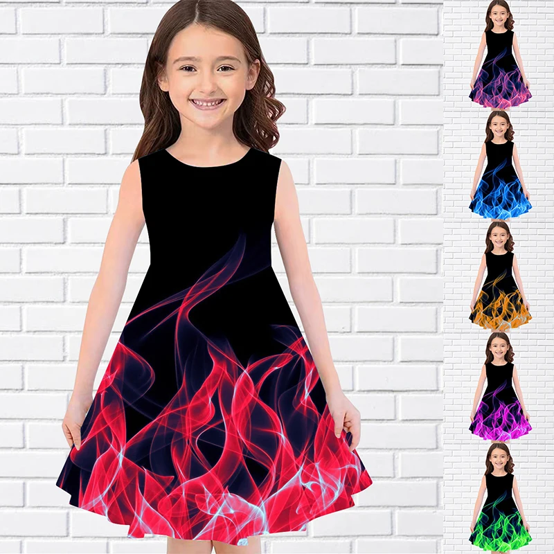 

Girls 3D Print Dresses Kids Girl Party Sleeveless Princess Dress Tank 3D Print Pretty Butterfly Dress