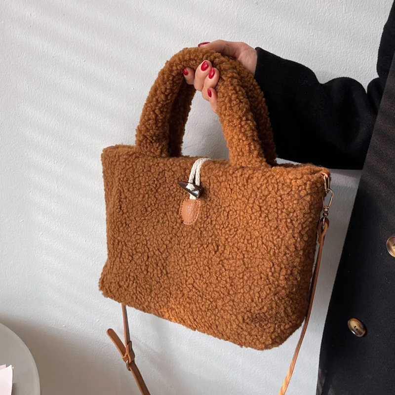 

Winter Big Wool Plush Lady Handbags Fashion Ladies Shoulder Crossbody Bags Fashion Totes For Women Large Capacity Messenger Bag