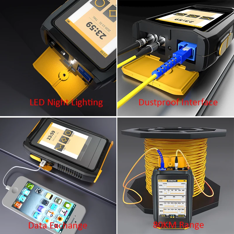 Mini OTDR Active Fiber Live Test 1550nm 20dB 80KM Fiber Reflectometer otdr Touch Screen OPM VFL OLS Tester SC APC/UPC Connector