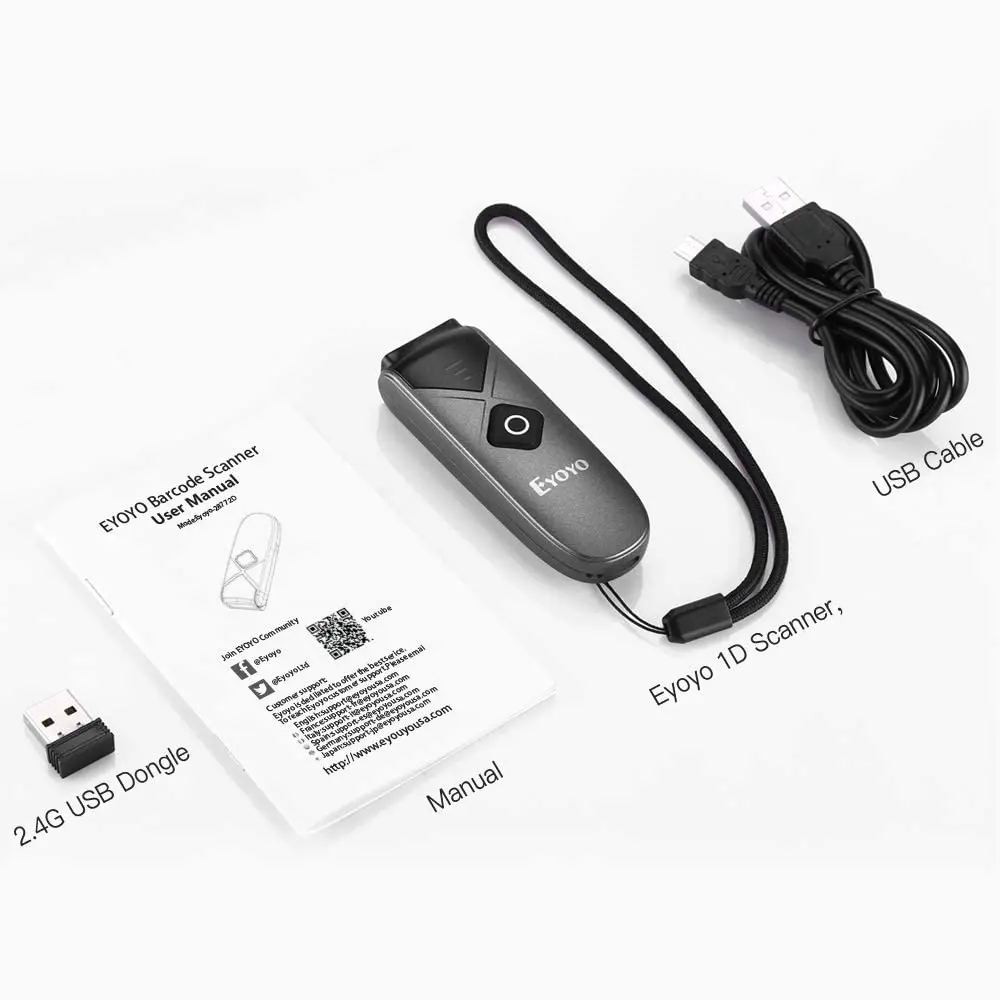 Eyoyo EY-015 Mini Barcode Scanner USB Wired/Bluetooth/ 2.4G Wireless 1D 2D Scanner QR PDF417 EAN13 Data Matrix Bar code Reader images - 6