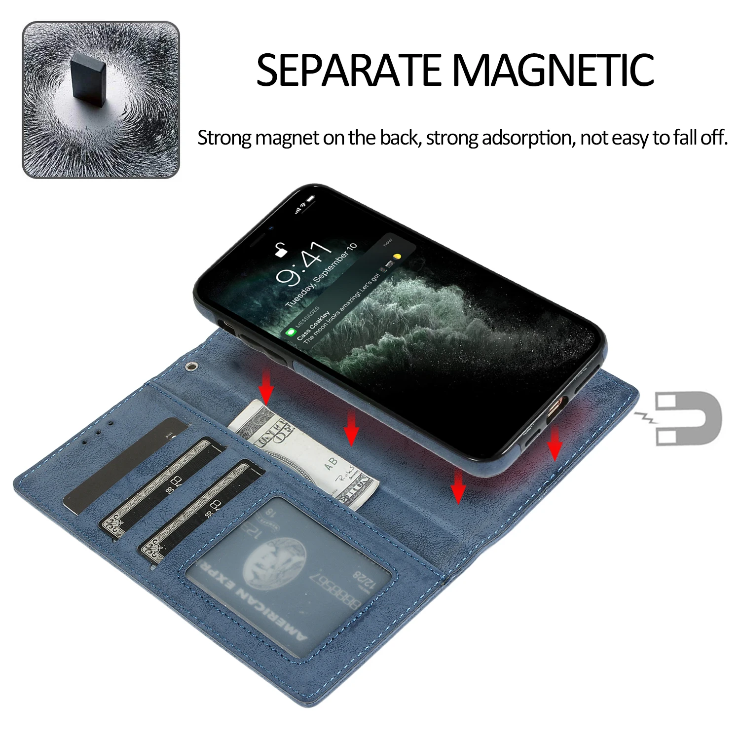 2in1 Detachable Leather Case for iPhone 14 13 12 Mini 11 Pro Max SE2 XR XS 6 7 8 Plus Luruxy Flip Wallet Magnetic Protect Cover