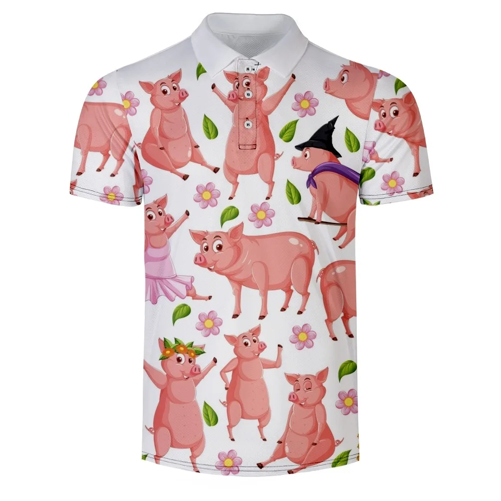 

Новинка 2022, Мужской Повседневный дышащий Топ для гольфа на заказ, Модный деловой новый спортивный топ с анимационной свиньей