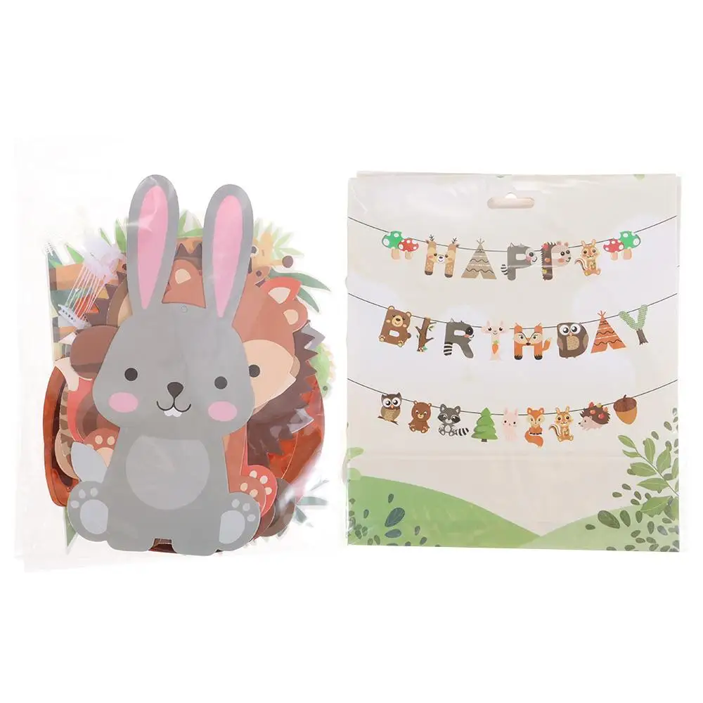 Бумажный баннер на день рождения красивый фотографический декор с животными