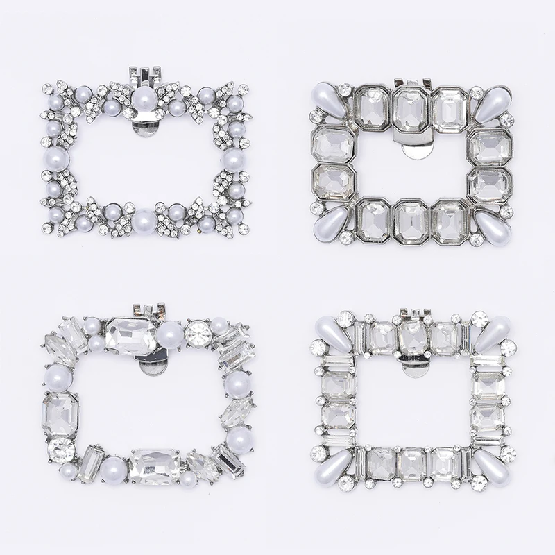 

1Pair Classical Crystal Pearl Flower Shoe Clip Wedding Bridal Shoe Buckles Temperament DIY High-heeled Shoes Accessories