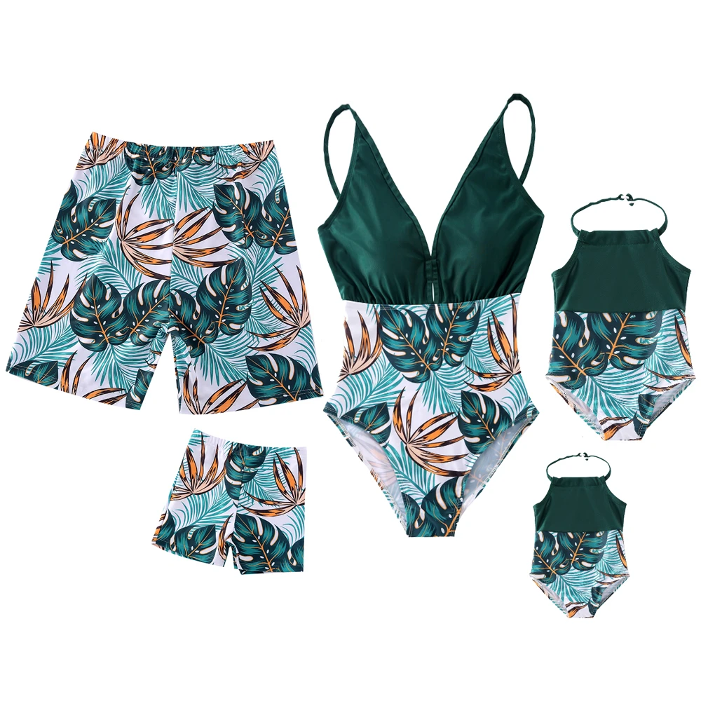 NEW Summer Famliy Swimsuits Mom Dad and Children Family Matching Swimwear Family Look Mommy and Me One-Piece Swimsuit