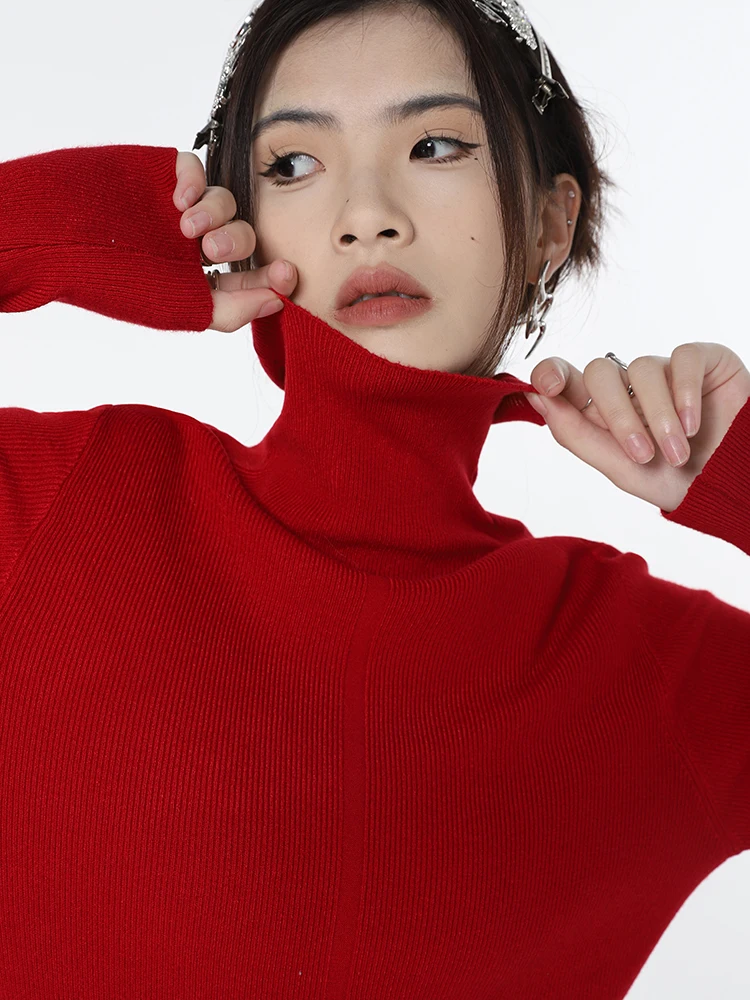 

2023 Spring And Winter Turtleneck Slim-fit Warm Solid Color Sweater Women Casual Style Long Sleeve Knitted Bottoming Pullover