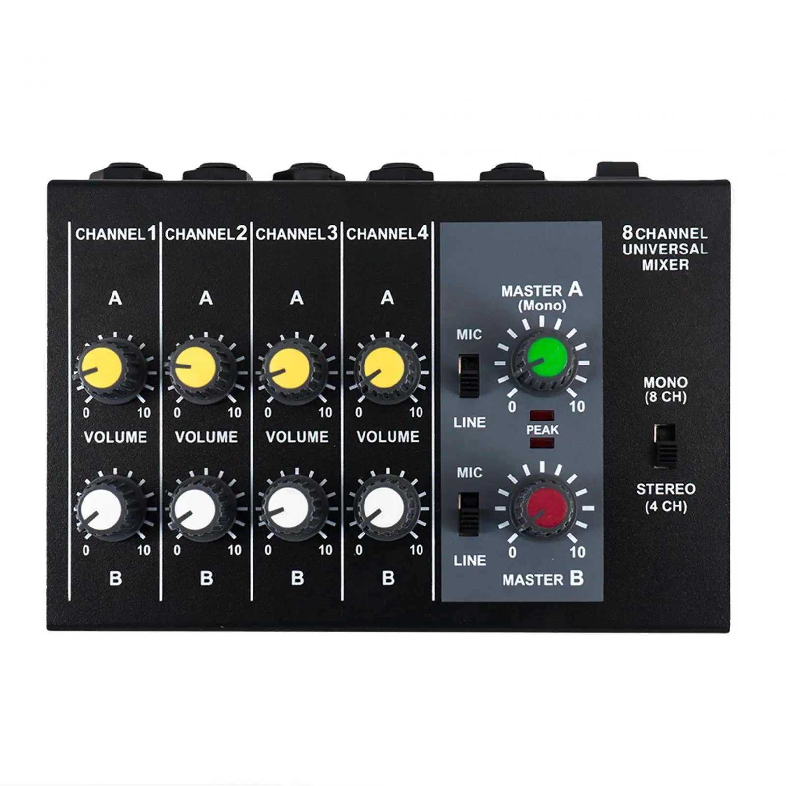 

Audio Mixer 8 Channel Input Portable Line Mixer for Microphones Guitars Bars