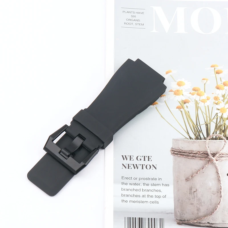 Men's rubber watch strap accessories for Bell Series BR01 BR03 24mmx34mm outdoor sports waterproof silicone watch band Buckle