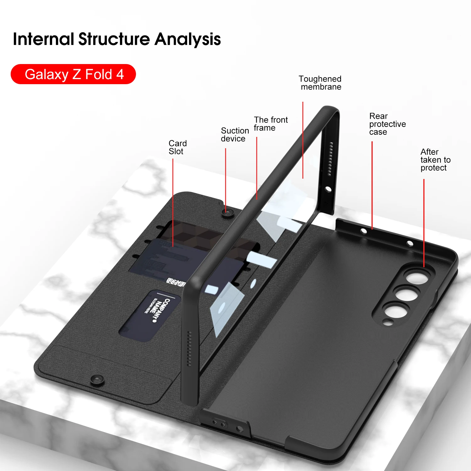 for Samsung Galaxy Z Fold 4 Card Case Leather Shockproof Protection Pen Slot Stand Cover For Galaxy Z Fold4 With Glass Case