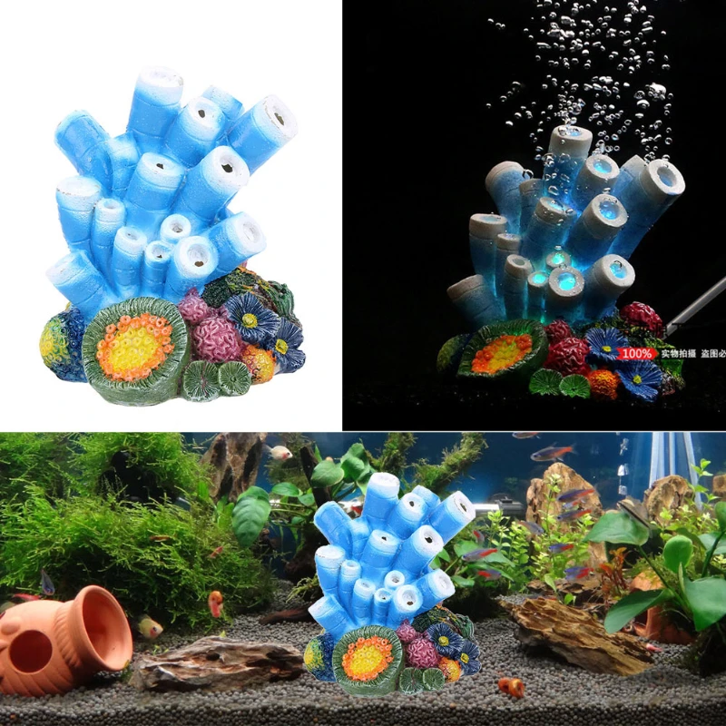 

Fish Tank Landscaping Oxygen Enrichment Decoration Bubble Stone Simulation Coral Sea Anemone Shell Fake Water Grass Reef Conch