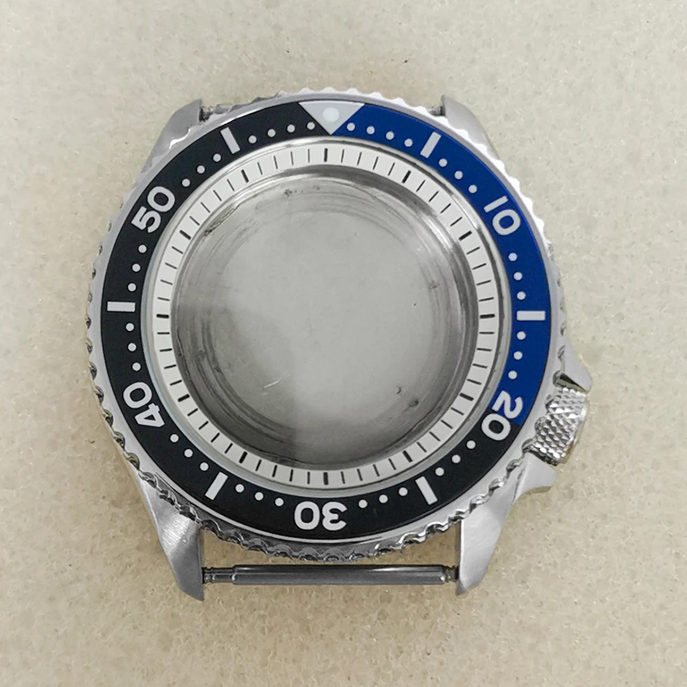 41.5mm Watch Case Fine Stainless Steel Case White Inner Ring + Ring Mouth Replaces SKX007 S Handle Fit NH35 NH36 4R 4R Movement