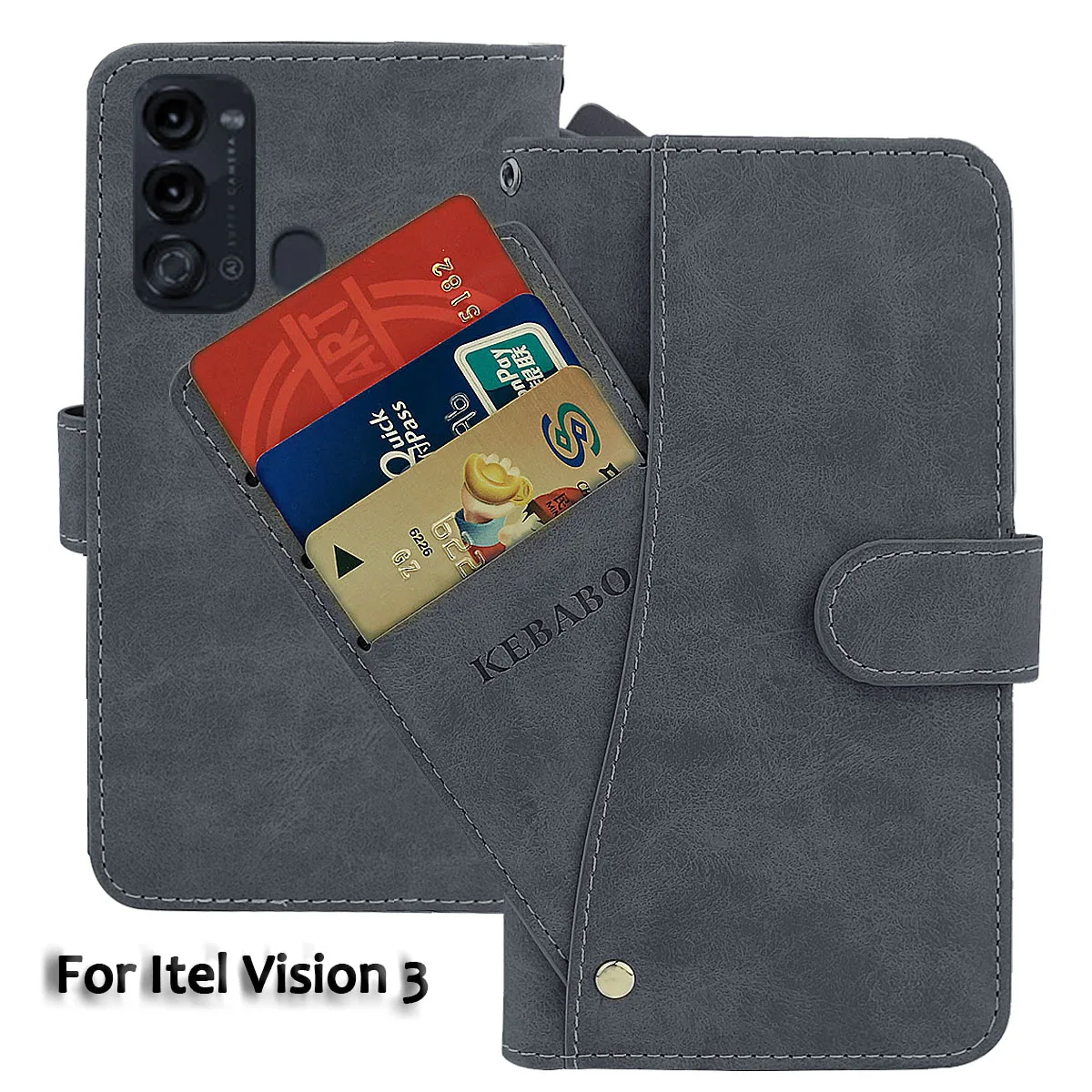 

Кожаный чехол-кошелек для Itel Vision 3, модный роскошный флип-чехол 6,6 дюйма с передней картой Vision 3, магнитные чехлы для телефонов