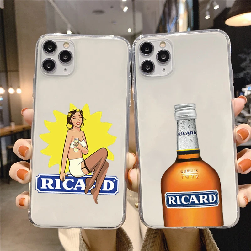 

Transparent RICARD Pattern Phone Case for iPhone 11 12 13 Pro Max X XS XR Mini 7 8 6 6S Plus SE22 TPU Clear Soft Cover Case