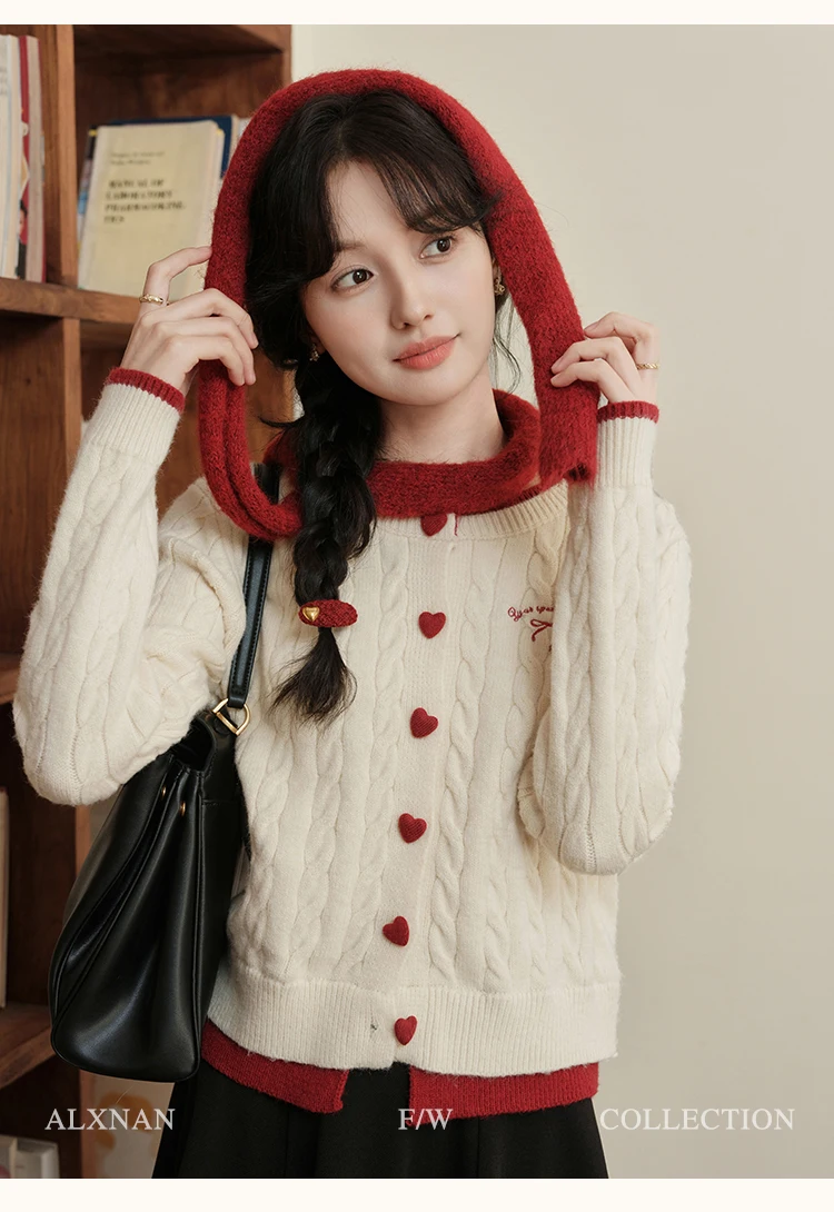 ALXNAN женские милые искусственные кардиганы из 2 предметов модный свободный свитер