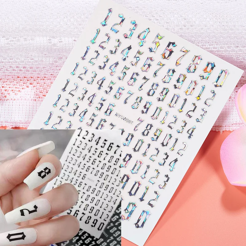 

5Pcs 3D Arabic Number 1-9 Nail Art Stickers Self-adhesive Nail Art Decals Multi Colors Number Manicure Decoration DIY Nail Tips