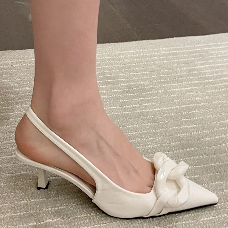 

2022 High Heels Pointed Toe Party Women Pumps Shoe Ladies Sandals Korean Style Shoes For Female Luxury Office Lady Female Slides