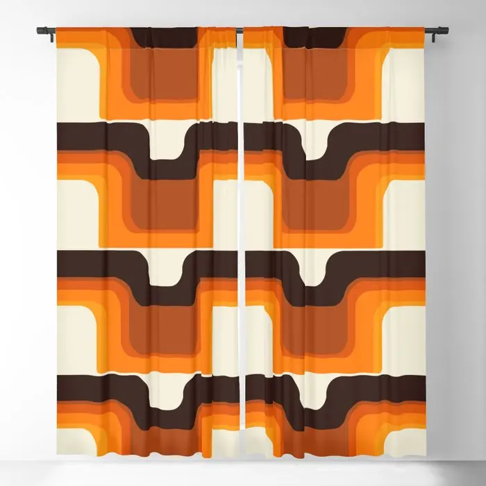 

Mid-Century Modern Meets 1970s Orange Blackout Curtains 3D Print Window Curtains For Bedroom Living Room Decor Window Treatments
