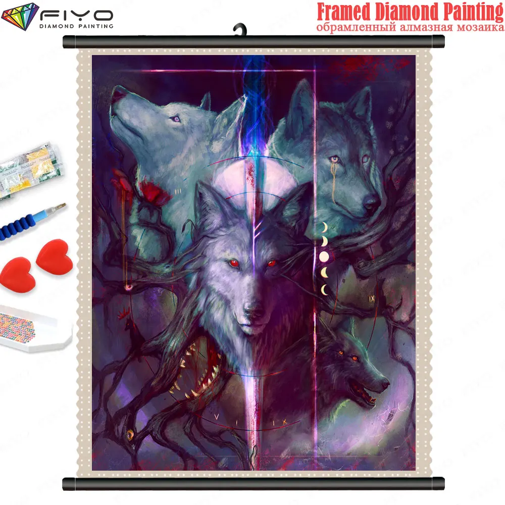 Алмазная живопись 5D &quotсделай сам&quot волк тотем полная мозаика вышивка с рамкой