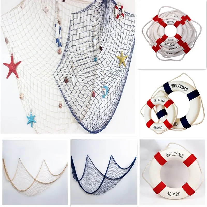 Рыболовная сеть Темно-синие настенные гобелены Студия Опора Комната Домашний