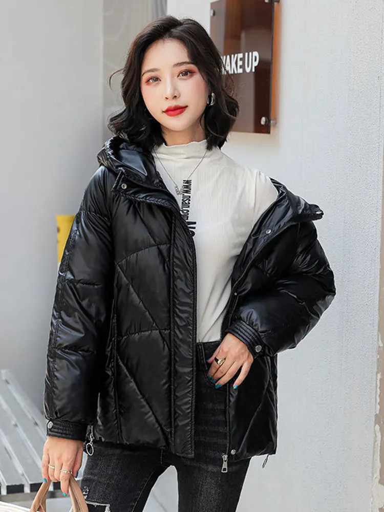 Winter Jacket 2022 New Parkas Women Fashion Coat Long Sleeve Hooded Parka Female Korean Warm Cotton Padded Solid Simple Jackets