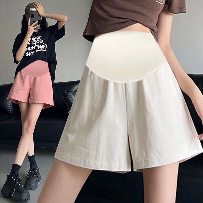 

2852# Summer Thin Cool Breathable Maternity Shorts Wide Leg Loose Belly Half Pants Clothes for Pregnant Women Casual Pregnancy