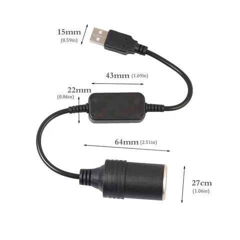 Автомобильный преобразователь питания от 5 В до 12 В, повышающий USB-переходник «папа» на прикуриватель, женский адаптер, кабель питания для видеорегистратора, автоаксессуары