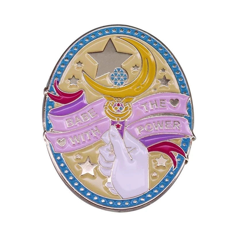 

Sailor Moon Babe With The Power Anime Lapel Pins Backpack Jeans Enamel Brooch Pin Women Fashion Jewelry Gifts Cartoon Badges