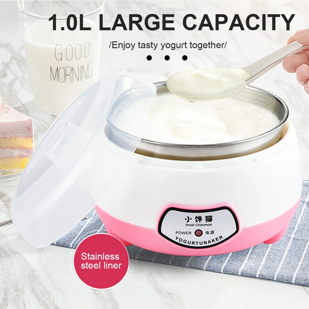 

Yogurt Maker Mini Automatic Yogurt Machine Household DIY Yogurt Tools Kitchen Appliances Stainless Steel Tank Pink 220V