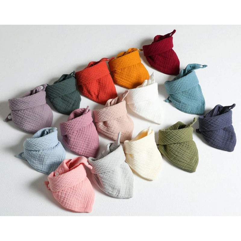 

5 Pcs Baby Feeding Drool Bibs Saliva Towel Triangle Scarf Bandana Soft Cotton Bib Adjustable Snap Button Burp Cloth